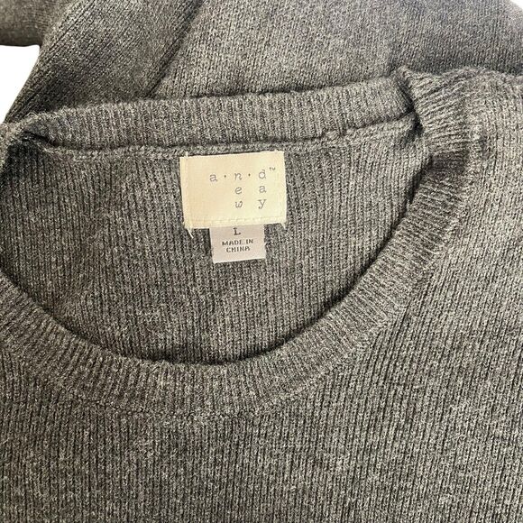 A New Day Large Sweater Dress 3/4 Tiered Sleeve Dark Gray Casual Career - Picture 2 of 7